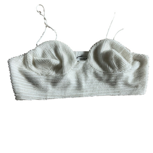 Zara medium white bra sparkle top strapless new without tags